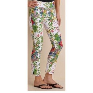 SOFT SURROUNDINGS In Bloom Pants Straight Leg Garden Floral White Size XS